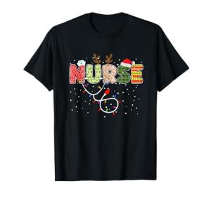 Reindeer Stethoscope Santa Hat Nurse T-Shirt