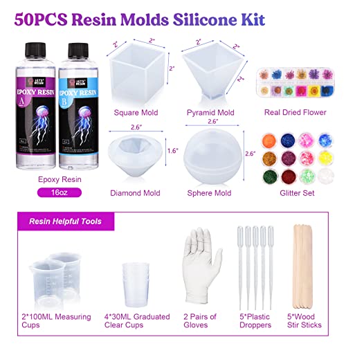 16oz Silicone Resin Molds Kit with Starter Epoxy