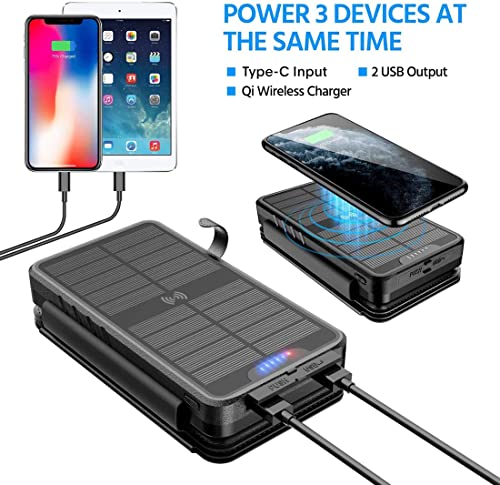 Wireless Solar Power Bank with Flashlights