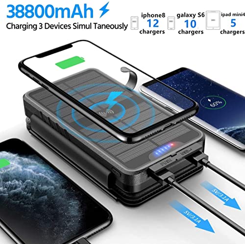 Wireless Solar Power Bank with Flashlights