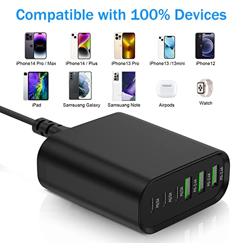 6-Port Fast Charger with USB-C & QC Ports