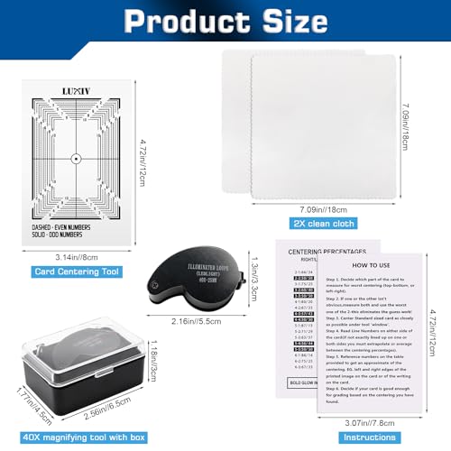 Card Centering Tool Kit with Magnifier and Cloth