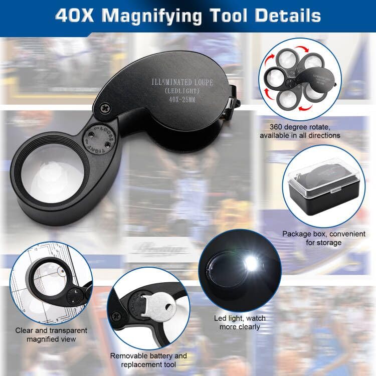Card Centering Tool Kit with Magnifier and Cloth