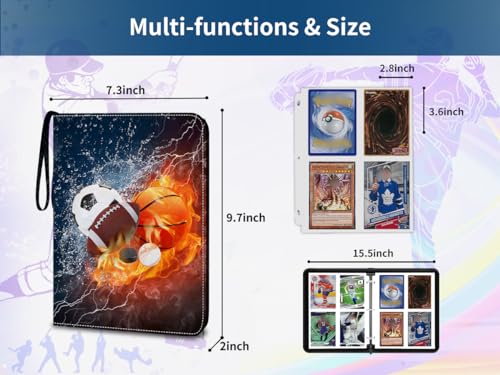 HESPLUS 4-Pocket Sports Card Binder with 400 Slots