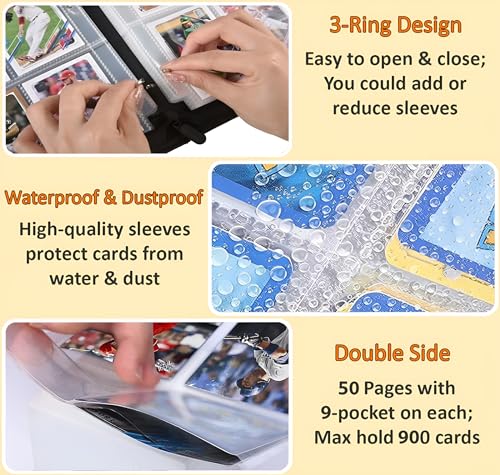 900-Pocket Baseball Card Binder with Zipper Closure