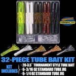 Bass Fishing Tube Baits Soft Plastic Kit - 32 Pcs