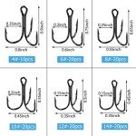 Carbon Steel Treble Hooks Kit for Fishing - 110pcs
