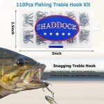 Carbon Steel Treble Hooks Kit for Fishing - 110pcs