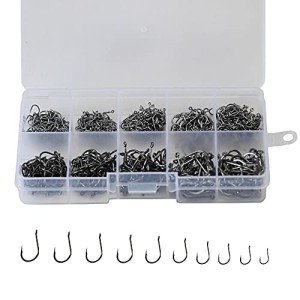 300pcs Black High Carbon Fishing Hook Set