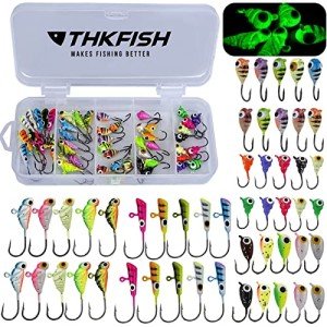 THKFISH 50-Piece Ice Fishing Jigs Set
