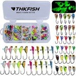 THKFISH 50-Piece Ice Fishing Jigs Set