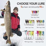 THKFISH 50-Piece Ice Fishing Jigs Set