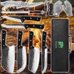High Carbon Steel Butcher Knife Set with Shears