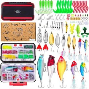 Lupow 105-Piece Fishing Lures Tackle Kit