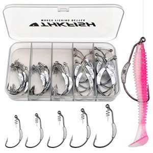 THKFISH 30-Pack Weighted Swimbait Fishing Hooks