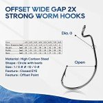 UCEC Offset Shank Worm Hooks for Bass Fishing