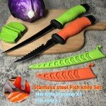 2PCS Stainless Steel Fillet Knife Set with Sharpener
