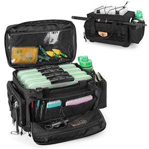 GOBUROS Waterproof Fishing Tackle Bag with Rod Holder