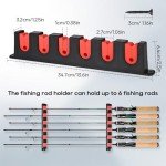 Axlksia Fishing Rod Holder Wall Mount, 1 Pair Fishing Pole Holders for Garage, Boats, 6 Fishing Rod Storage Racks, Horizontal Red