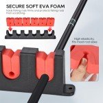 Axlksia Fishing Rod Holder Wall Mount, 1 Pair Fishing Pole Holders for Garage, Boats, 6 Fishing Rod Storage Racks, Horizontal Red