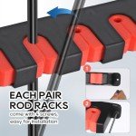 Axlksia Fishing Rod Holder Wall Mount, 1 Pair Fishing Pole Holders for Garage, Boats, 6 Fishing Rod Storage Racks, Horizontal Red