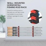 Axlksia Fishing Rod Holder Wall Mount, 1 Pair Fishing Pole Holders for Garage, Boats, 6 Fishing Rod Storage Racks, Horizontal Red