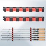 Axlksia Fishing Rod Holder Wall Mount, 1 Pair Fishing Pole Holders for Garage, Boats, 6 Fishing Rod Storage Racks, Horizontal Red