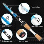 EOW XPEDITE MAX Portable Telescopic Casting/Spinning Fishing Rods, 24T Carbon Rod Blanks & Solid Carbon Tip, Split Cork Grips, Travel Rod, Short Collapsible Rods