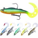 Soft Fishing Lures, Pre-Rigged Jig Head Swimbaits for Bass Fishing, 6Pcs Paddle Tail Swim Baits for Fishing Saltwater and Freshwater Trout, Walleye, Crappie