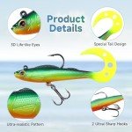 Soft Fishing Lures, Pre-Rigged Jig Head Swimbaits for Bass Fishing, 6Pcs Paddle Tail Swim Baits for Fishing Saltwater and Freshwater Trout, Walleye, Crappie