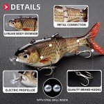 Robotic Swimming Lure 5.1” Fishing Lure 4-Segement Multi Jointed Swimbait Electric Bait LED Light USB Rechargeable Robotic Lure for Bass Trout Pike Fishing Tackle