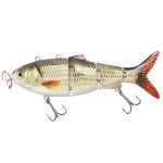 Robotic Swimming Lure 5.1” Fishing Lure 4-Segement Multi Jointed Swimbait Electric Bait LED Light USB Rechargeable Robotic Lure for Bass Trout Pike Fishing Tackle