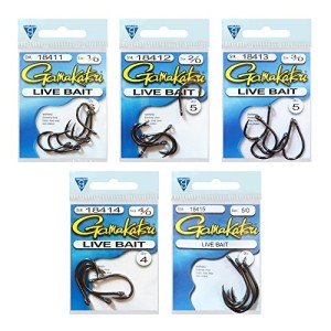 Gamakatsu Live Bait Hooks - 24 Pack (1/0, 2/0, 3/0, 4/0, 5/0) - Heavy Duty Steel - Needle Point - Bass