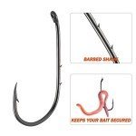 Dr.Fish 100 Pack Baitholder Fishing Hooks Walleye Rig Live Bait Hook High Carbon Steel Black Nickel Down-Turned Eye Surf Fishing Bass Crawler Harness #10