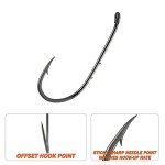 Dr.Fish 100 Pack Baitholder Fishing Hooks Walleye Rig Live Bait Hook High Carbon Steel Black Nickel Down-Turned Eye Surf Fishing Bass Crawler Harness #10