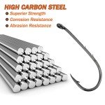 Dr.Fish 100 Pack Baitholder Fishing Hooks Walleye Rig Live Bait Hook High Carbon Steel Black Nickel Down-Turned Eye Surf Fishing Bass Crawler Harness #10