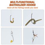 Dr.Fish 100 Pack Baitholder Fishing Hooks Walleye Rig Live Bait Hook High Carbon Steel Black Nickel Down-Turned Eye Surf Fishing Bass Crawler Harness #10