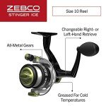 Zebco Stinger Ice Spinning Reel and Fishing Rod Combo, 36-Inch 1-Piece Fiberglass Rod with Comfortable EVA Rod Handle, QuickSet Anti-Reverse Fishing Reel with All-Metal Gears, Size 10 Reel, Black