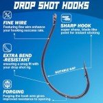 XFISHMAN Drop-Shot-Hooks-for-Bass-Fishing-Split-Shot-Dropshot-Hook-50 Pack (Black, 1/0)