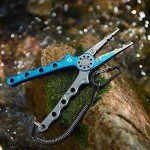 Piscifun Fishing Pliers, Saltwater Fishing Pliers with Split Ring, Fish Hook Remover, Corrosion Resistance Fly Fishing Pliers with Braid Cutters, Sheath and Lanyard, Fishing Gear Gifts for Men, Blue