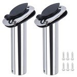 2Pcs Boat Stainless Steel Fishing Rod Holder,Hoffen Flush Mount Rod Holder ,15 Degree Rod Racks with PVC Cap,Inner Tube and Gasket for Marine Yacht Boat