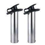 2Pcs Boat Stainless Steel Fishing Rod Holder,Hoffen Flush Mount Rod Holder ,15 Degree Rod Racks with PVC Cap,Inner Tube and Gasket for Marine Yacht Boat