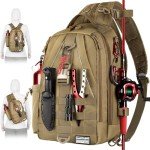 Ghosthorn Fishing Backpack Tackle Sling Bag - Fishing Backpack with Rod Holder - Tackle Box Fly Fishing Gifts for Men Women