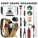 Ghosthorn Fishing Backpack Tackle Sling Bag - Fishing Backpack with Rod Holder - Tackle Box Fly Fishing Gifts for Men Women