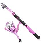 Ladies Telescopic Fishing Rod and Reel Combos,Spinning Fishing Pole Pink Designed for Ladies Fishing Girls Fishing Pole by PLUSINNO