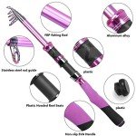 Ladies Telescopic Fishing Rod and Reel Combos,Spinning Fishing Pole Pink Designed for Ladies Fishing Girls Fishing Pole by PLUSINNO