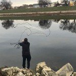 BASSDASH American Saltwater Fishing Cast Net 3/8 1/4-Inch Mesh 4ft 6ft 8ft Radius, 1-Pound Per Foot, for Bait Fish with Utility Bucket Casting