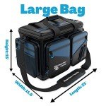 Reaction Tackle Fishing Tackle Bag – Salt Water Resistant Tackle Box Bag, 1000D PVC Waterproof Material, Durable Liner, Removable Dividers, for 3600 or 3700 Trays, Large Bag