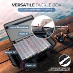 Reaction Tackle Fishing Tackle Bag – Salt Water Resistant Tackle Box Bag, 1000D PVC Waterproof Material, Durable Liner, Removable Dividers, for 3600 or 3700 Trays, Large Bag