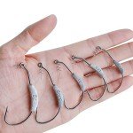 SHUNWEI 25 Pcs/Box Weighted Swimbait Hooks, Weighted Fishing Hooks Saltwater Worm Weedless for Bass Fishing Mixed 5 Size 1/0 2/0 3/0 4/0 5/0